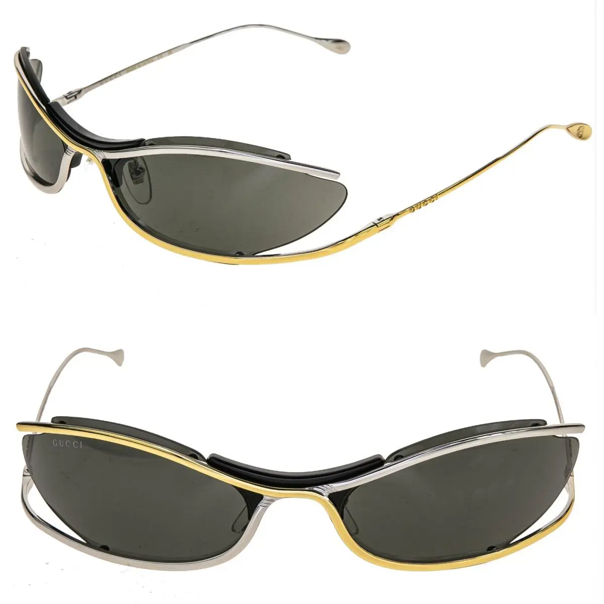 Gucci 1487 Black Silver Gold Metal Designer Mask Gg1487S Unisex Sunglasses 001
