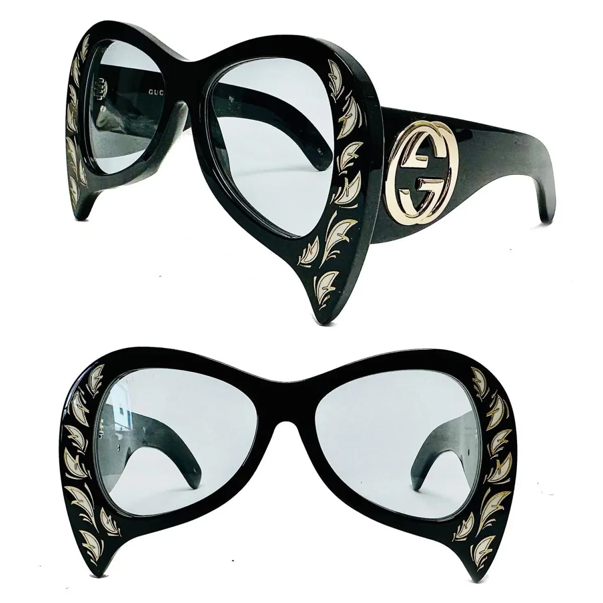 Gucci Hollywood Forever Mother Of Pearl Feather 0143 Black Sunglass GG0143S 001
