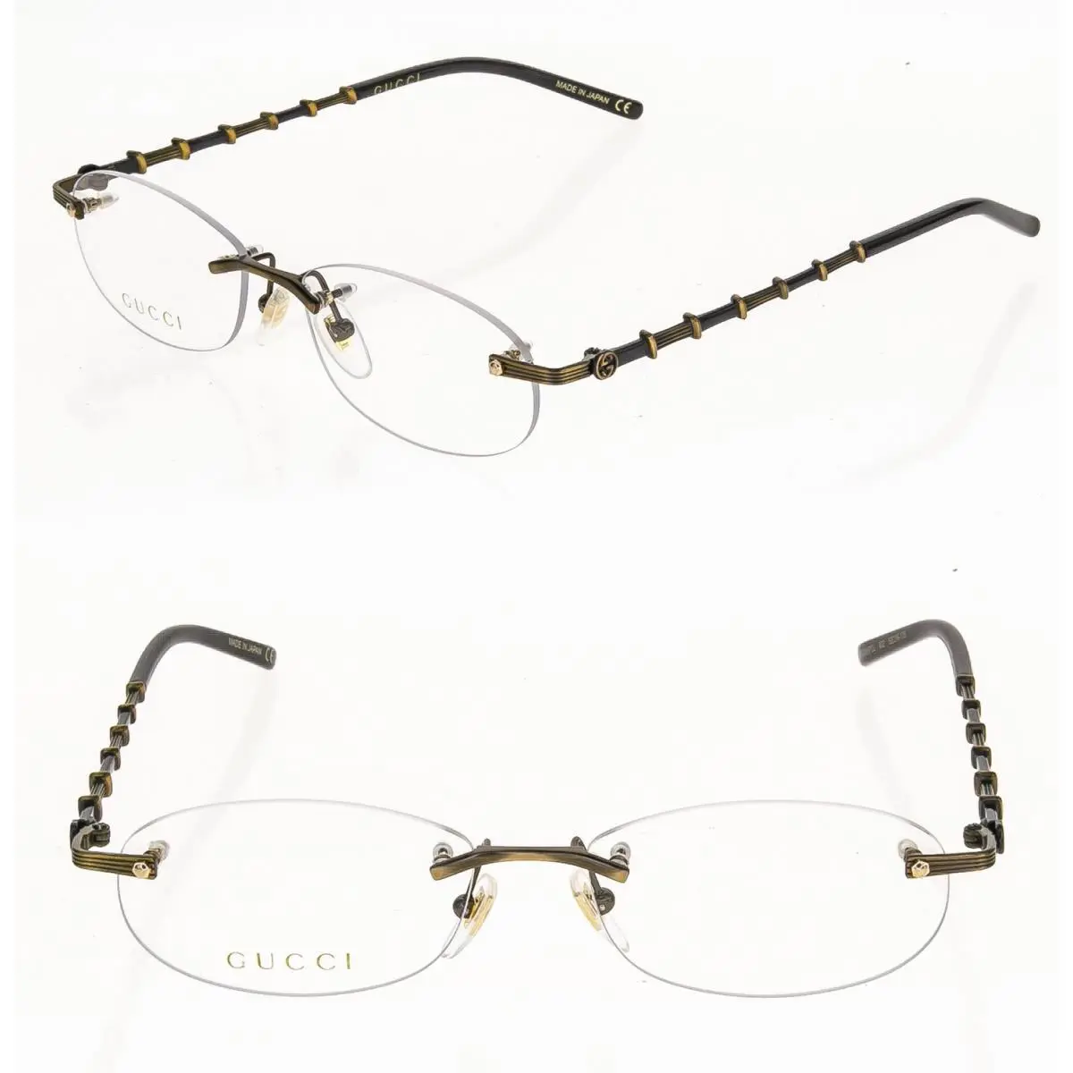 Gucci Bamboo 0857 Bronze Burgundy Oval Rimless Eyeglass GG0857OJ 52mm 002 Frame