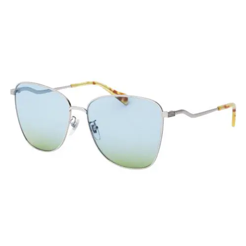 Gucci Women`s Yellow Tortoise Silver / Light Blue to Green Gradient Sunglasses
