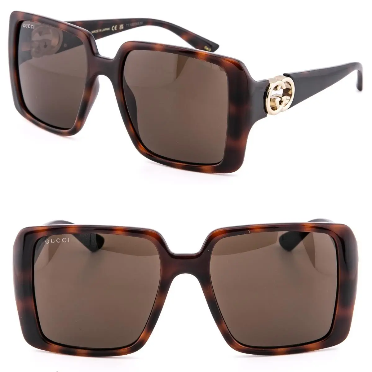 Gucci GG1692S Brown Geometric 1692 Gold GG Logo Fashion Sunglasses 002