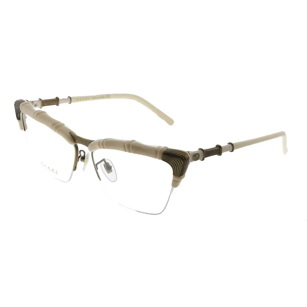 Gucci GG 0660O 002 Gold White Plastic Cat-eye Eyeglasses 58mm