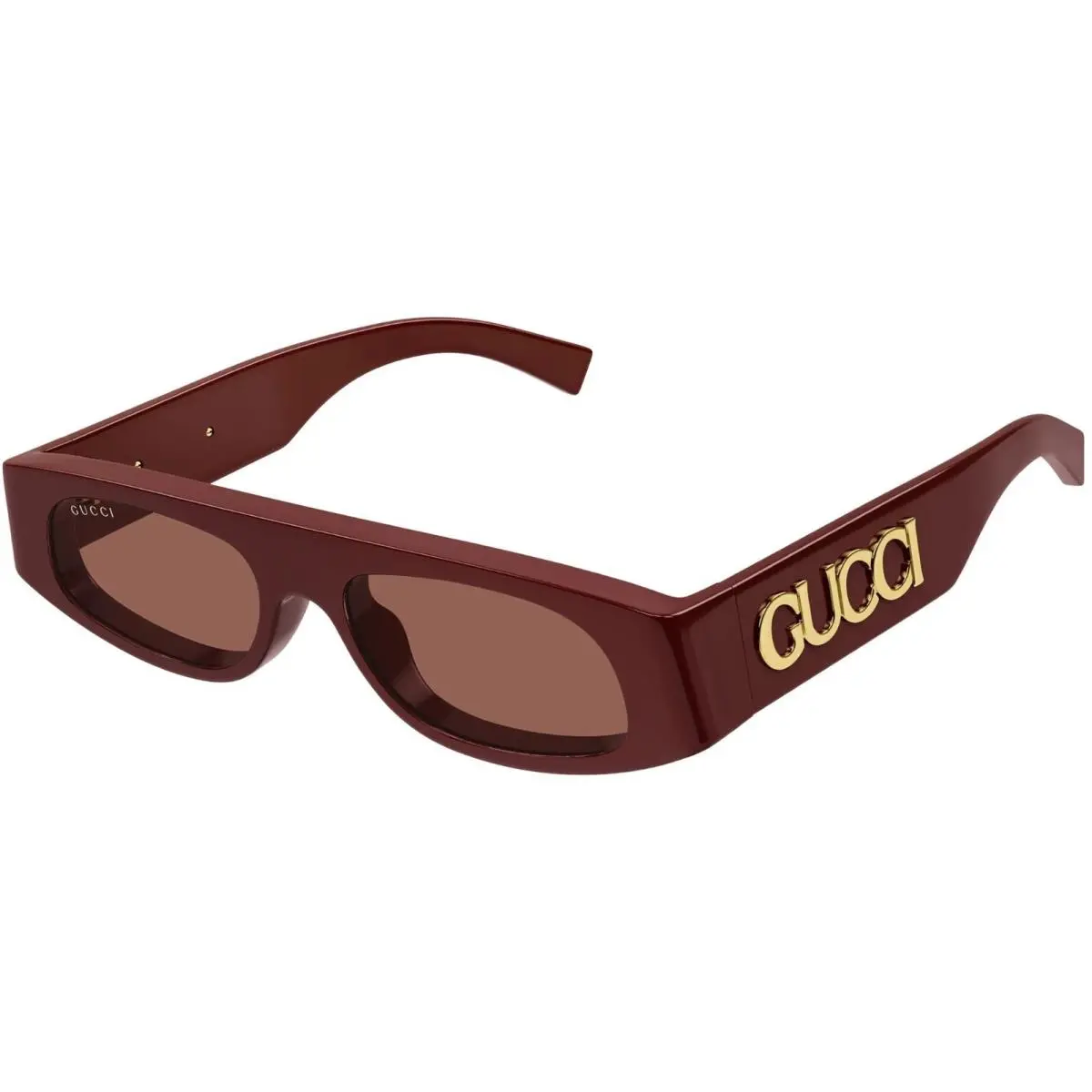 Gucci GG 1771S 003 Logo Burgundy Gold Cat Eye Brown Lens Sunglasses 51mm