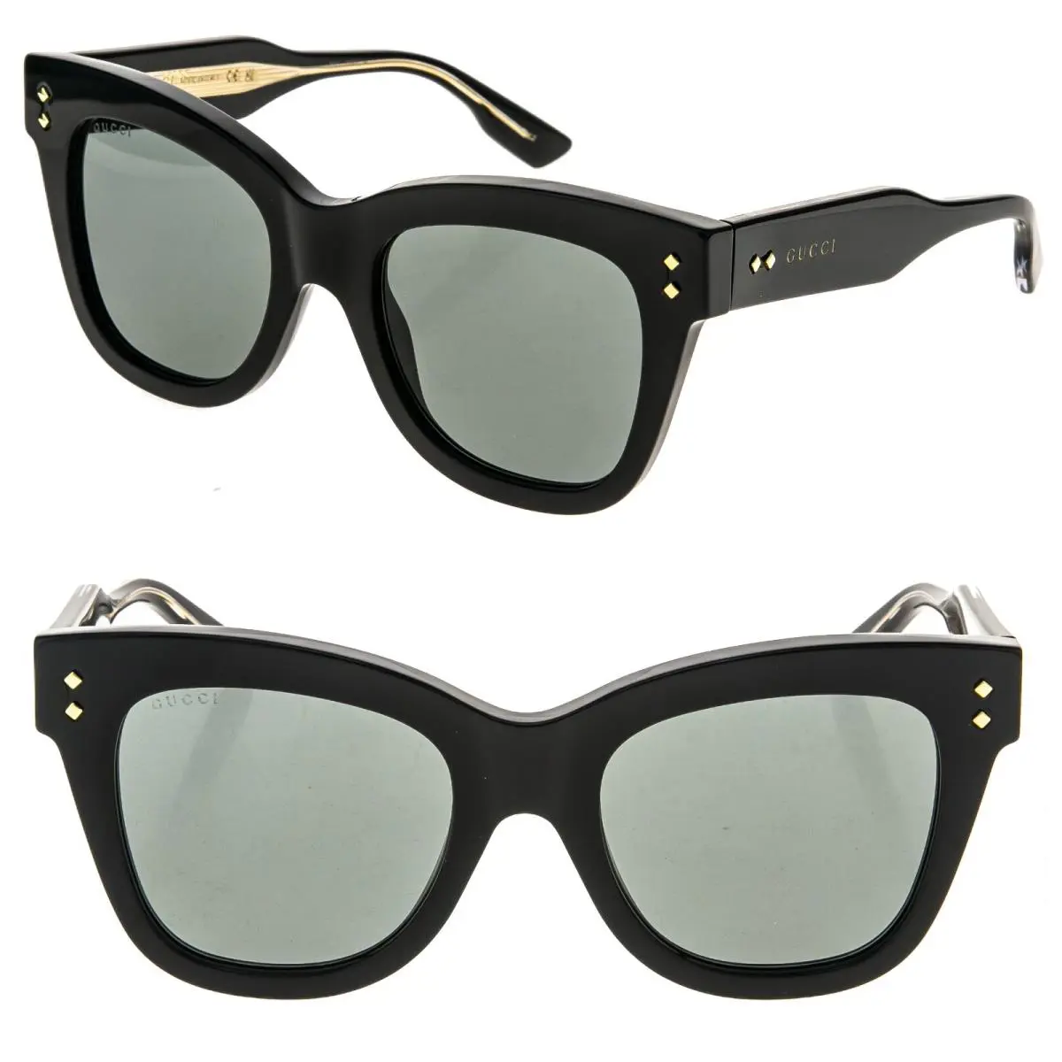 Gucci Gg1082S 1082 Black Butterfly Diamond Chunky Bold Fashion Sunglasses 001