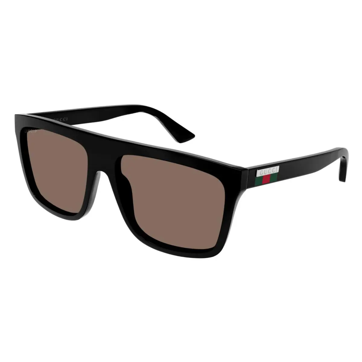 Gucci GG 0748S 005 Black/brown Polarized Rectangular Men`s Sunglasses