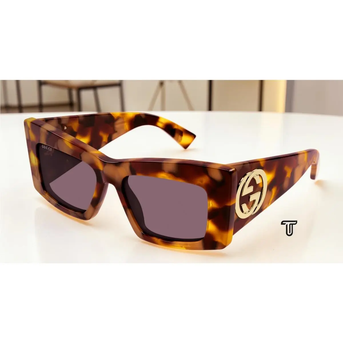 Gucci GG1842S 003 Havana Havana Violet Lens 53 mm Butterfly Women`s Sunglasses