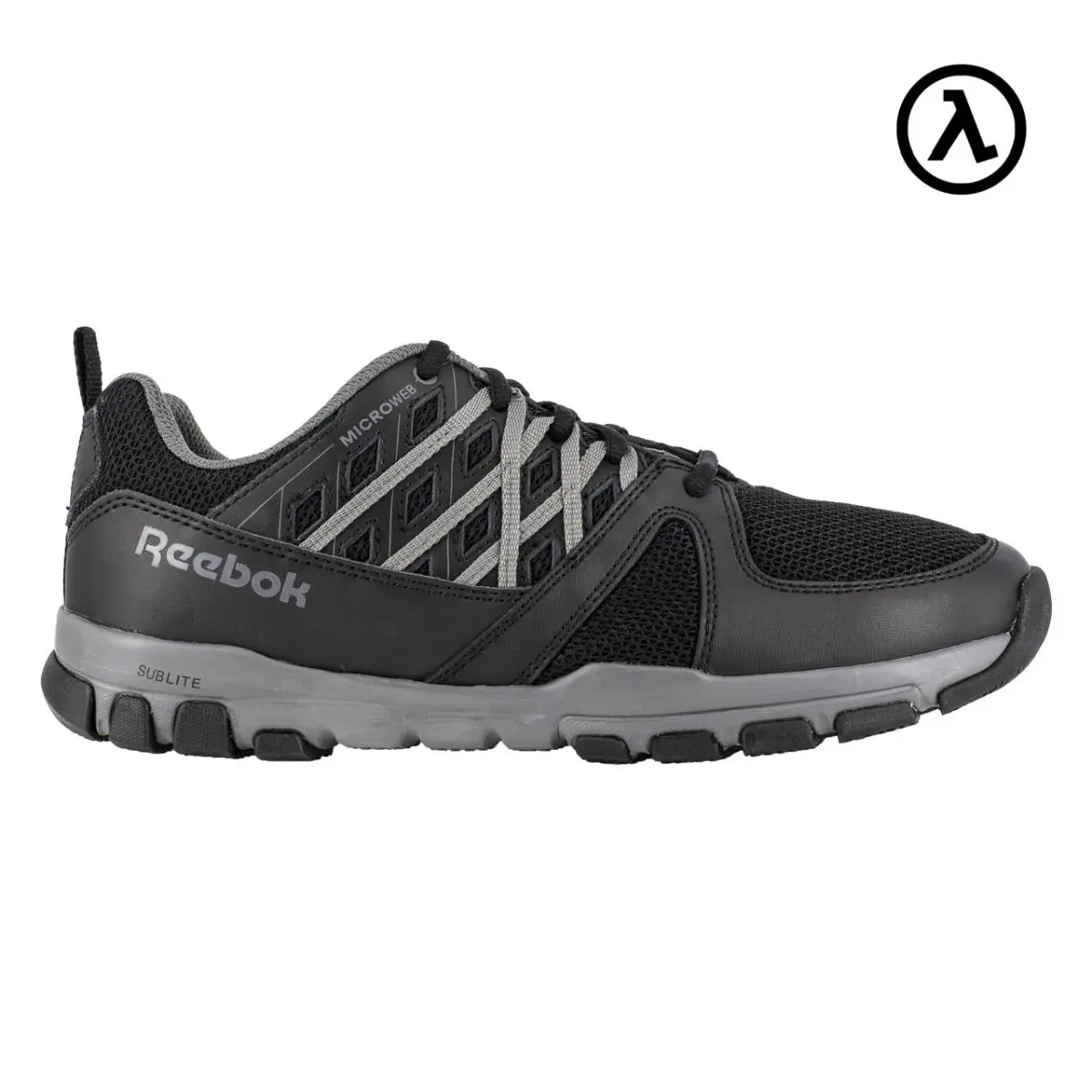 Reebok Sublite Work Women`s Athletic Shoe Black with Grey Trim Boots RB415 - Black with Grey Trim