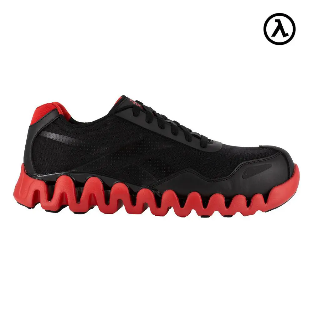 Reebok Zig Pulse Work Men`s Athletic Work Shoe Black/red Boots RB3016 - All Size - Black and Red