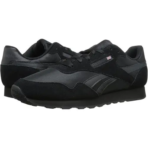 Man Reebok Classic Nylon Running Shoe Sneakers Athletic 10033377 Black - Black/Black