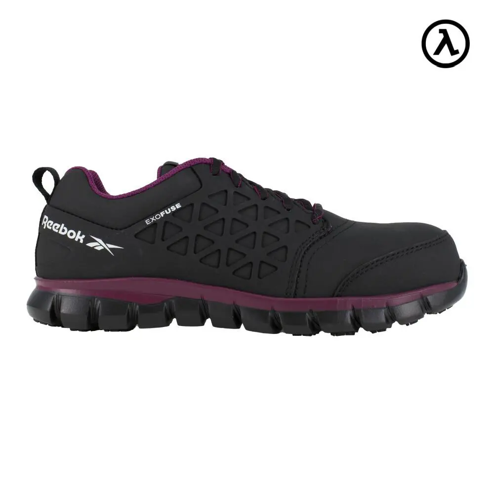 Reebok Sublite Cushion Work Women`s Athletic Shoe Black Plum Boots RB492 - Black and Plum