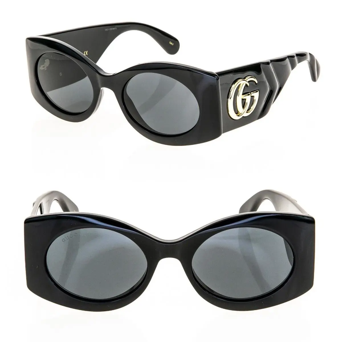Gucci Matelasse 0810 Shiny Black Quilted Chunky Sunglasses GG0810S 001 Marmont