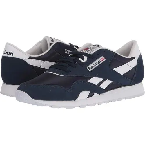 Man Reebok Classic Nylon Athletic Running Sneakers Shoe GY7235 Navy - Navy/White