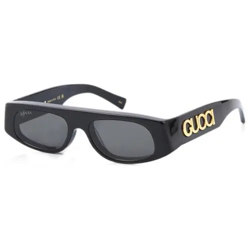 Gucci GG 1771S 001 Logo Black Gold Cat Eye Grey Lens Woman Sunglasses 51mm