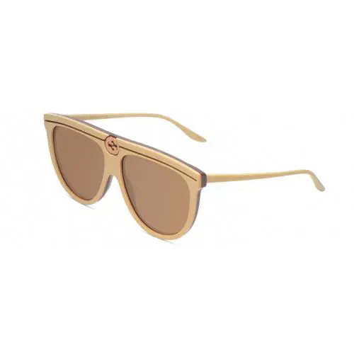 Gucci GG0732S 002 Unisex Oversized Sunglasses in Tan Beige/burgundy Brown 61mm