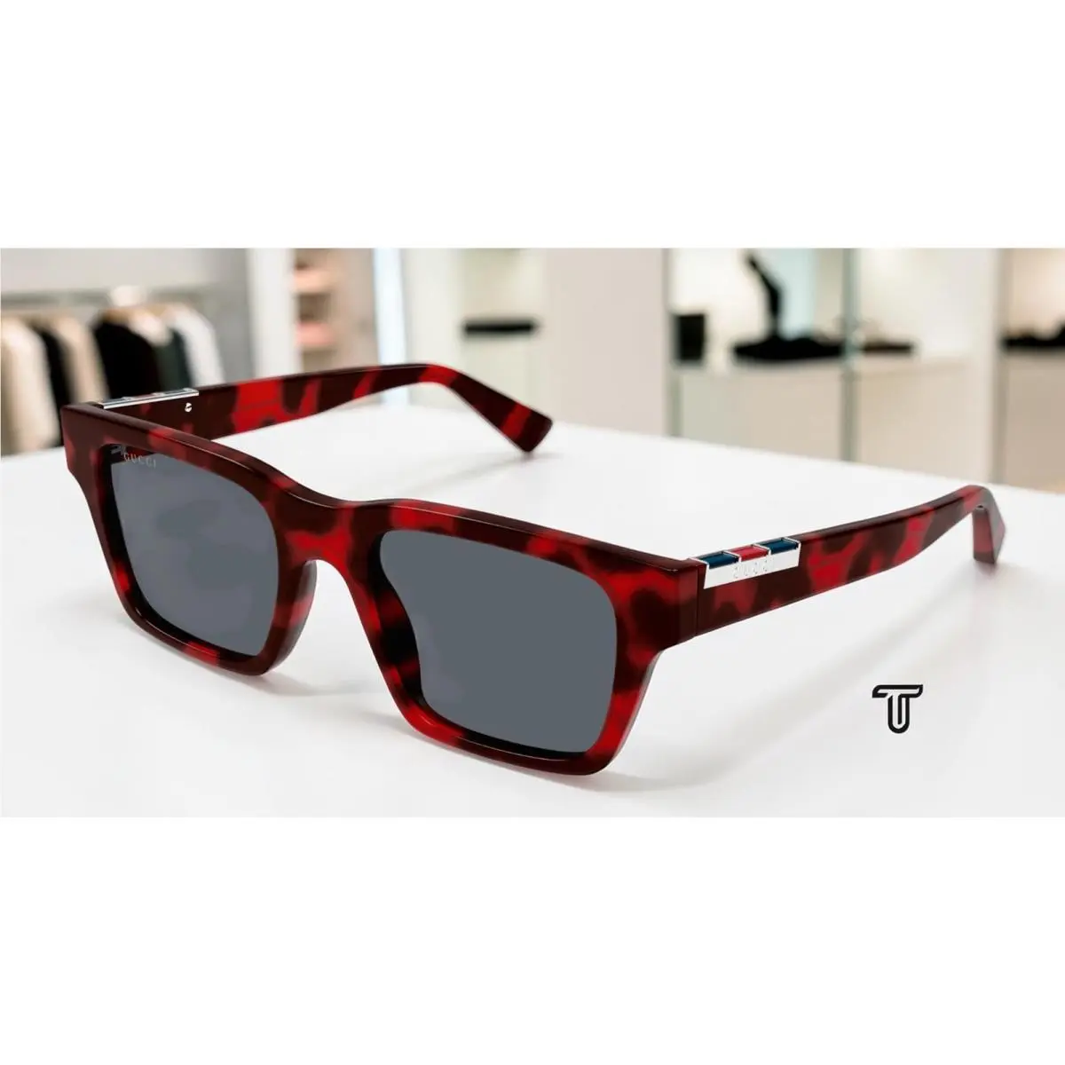 Gucci GG1889S 003 Havana Havana Grey 51 mm Rectangular Squared Men`s Sunglasses