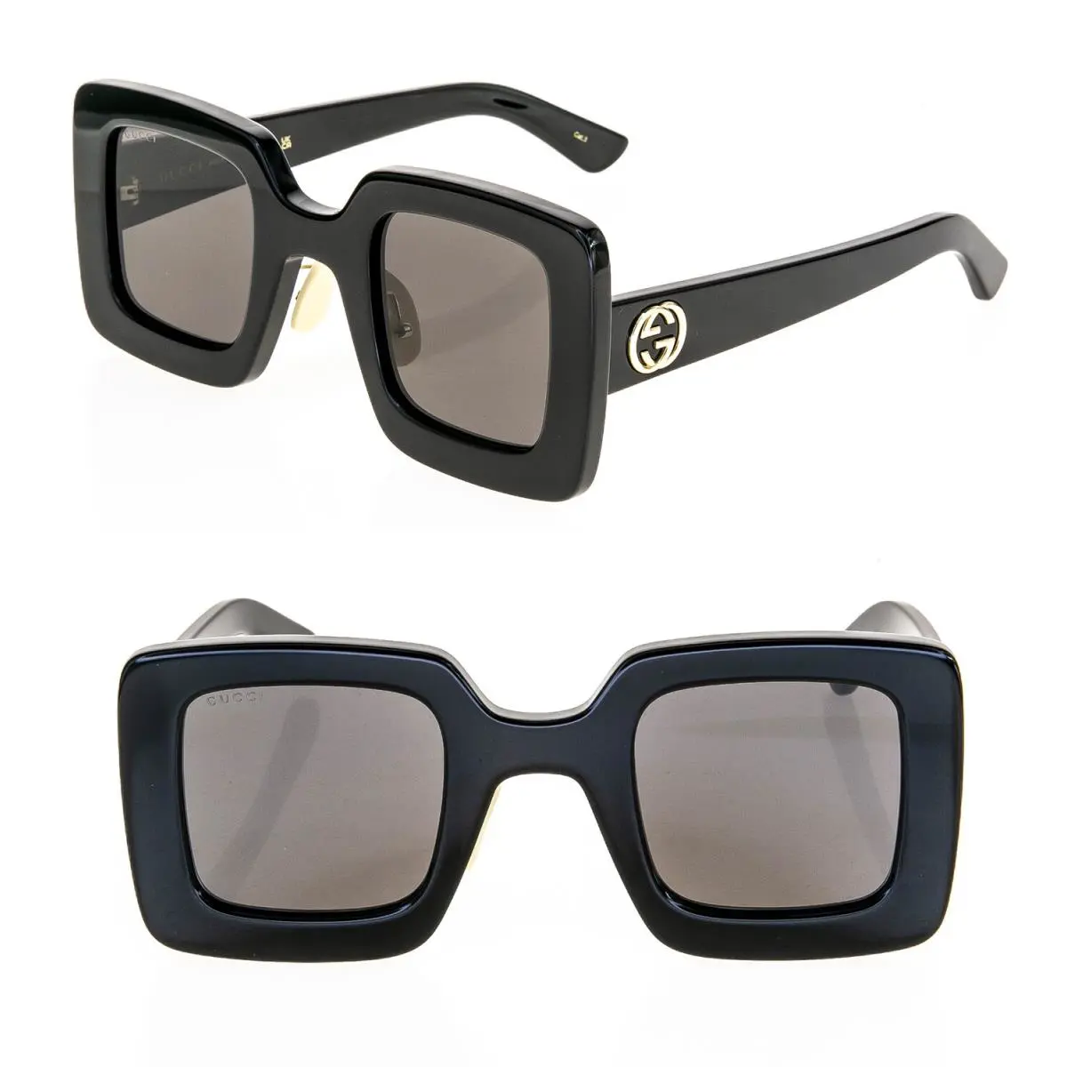 Gucci 0780 Black Bold Logo Square Runway Retro Unisex Gg0780s 005 Sunglasses
