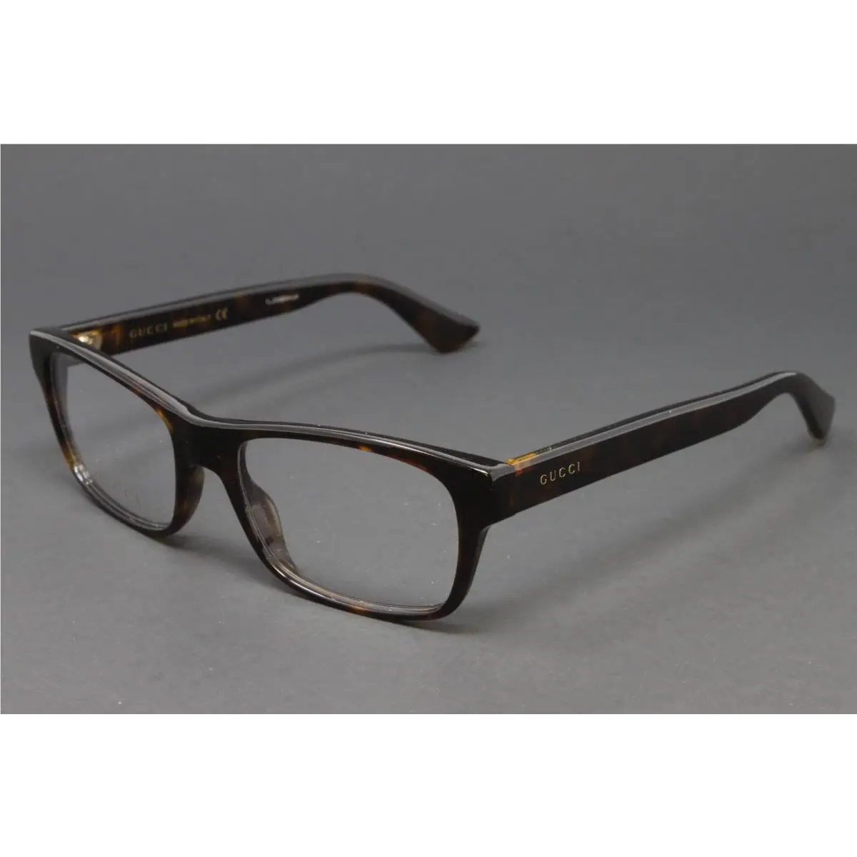 Gucci GG0006O 009 Men`s Eyeglasses Havana Transparent 53mm Rectangle Frame
