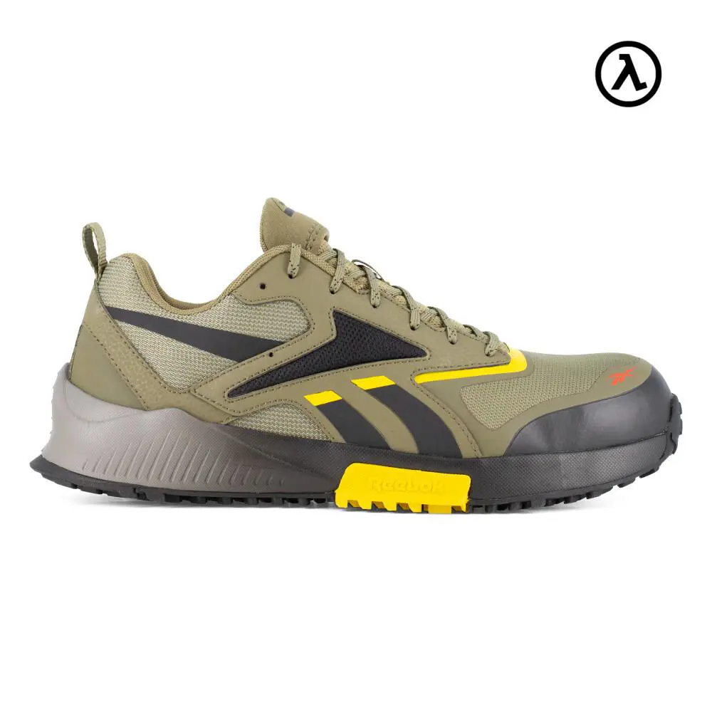 Reebok Lavante Trail 2 Men`s Trail Composite Toe Running Shoes RB3240 - Army Green, Black, and Yellow