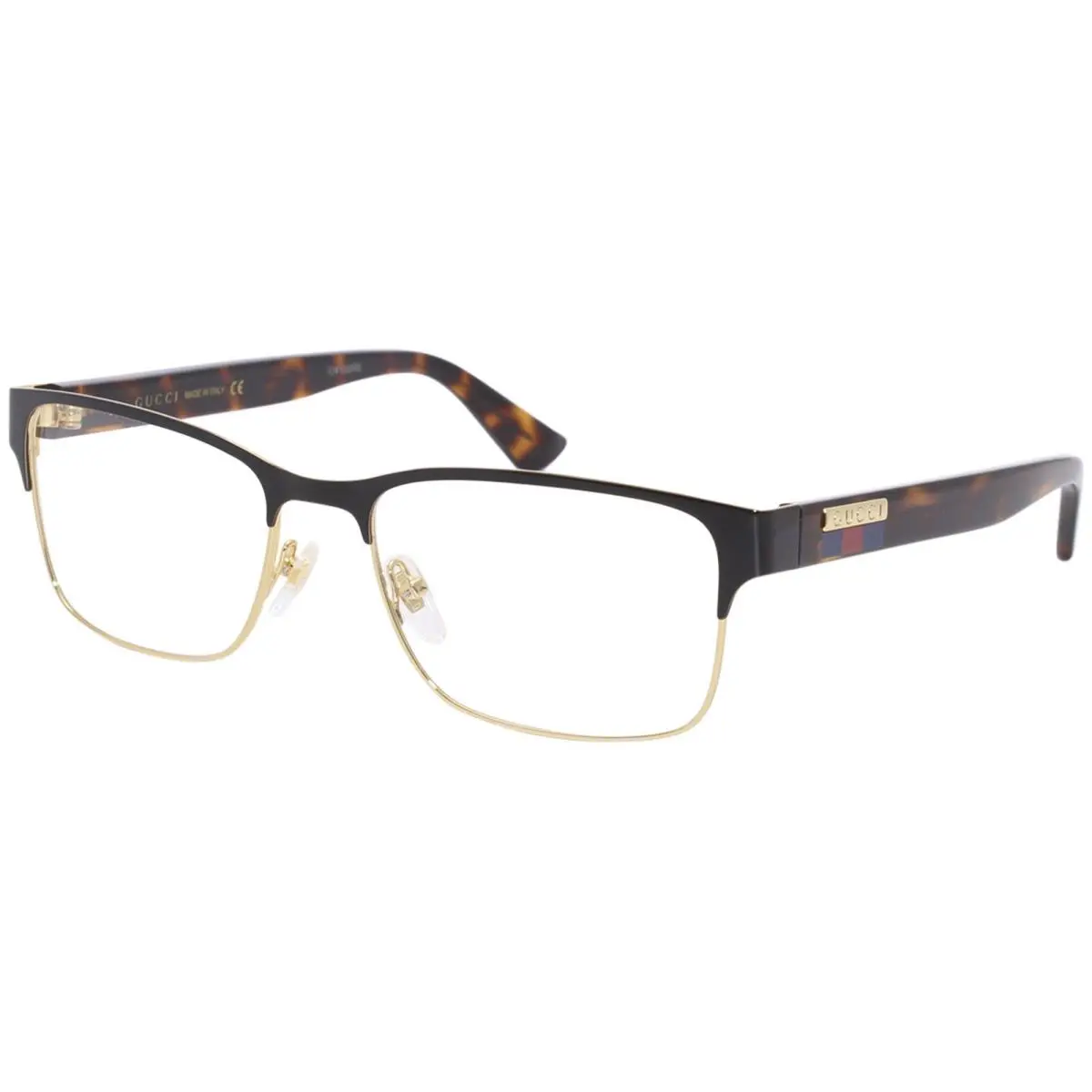 Gucci GG0750O 002 Eyeglasses Men`s Black/gold/havana Frame 56-mm