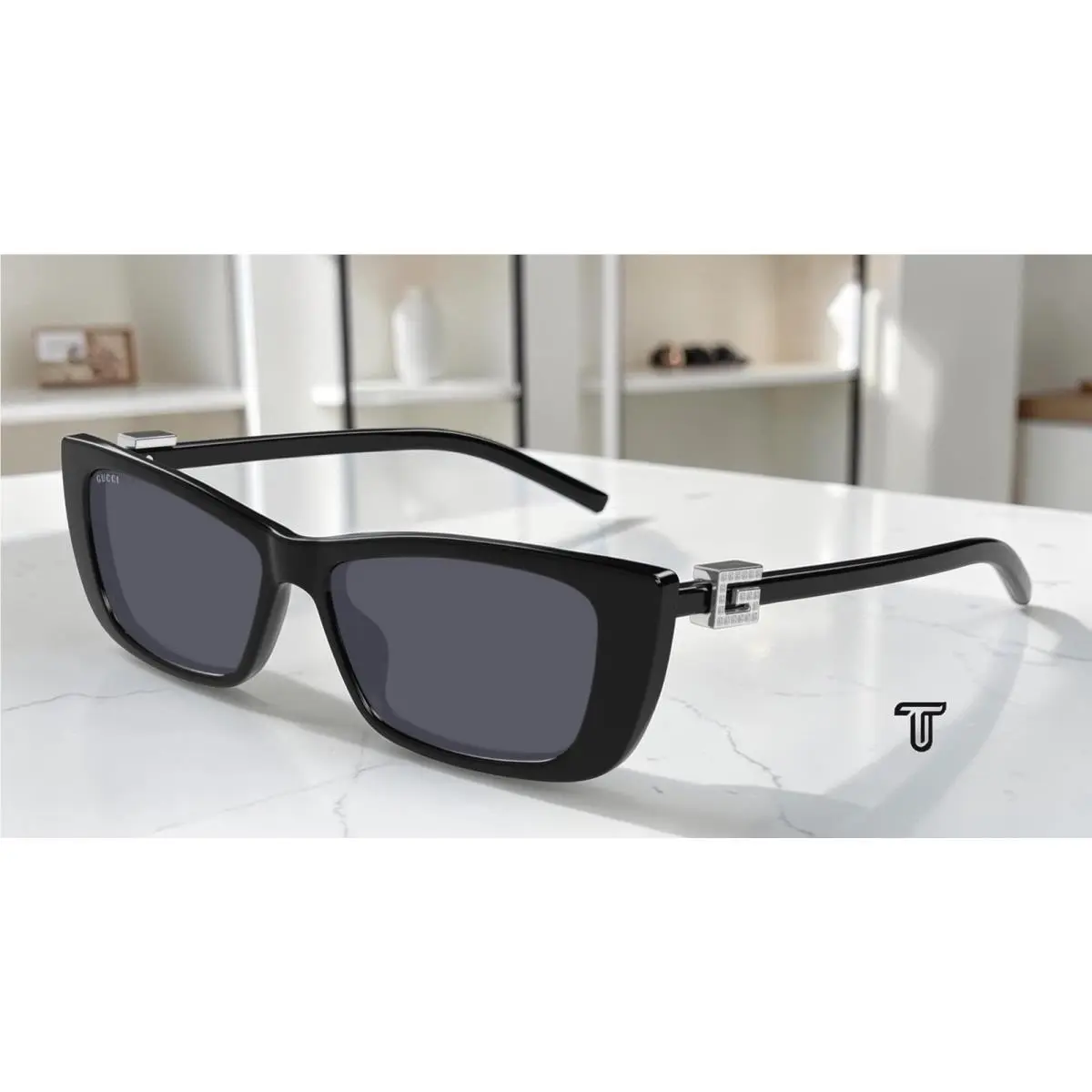 GG1681S 008 Black Black Grey Lens 53 mm Cat Eye Women`s Sunglasses by Gucci