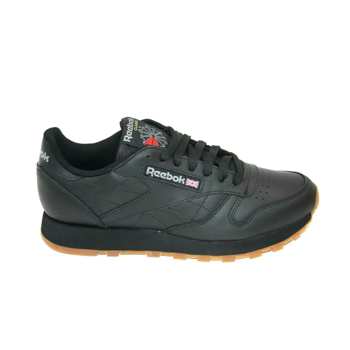 Men`s Reebok Classic Leather 49798 Black/gum Lifestyle Running Sneaker - Black/GUM