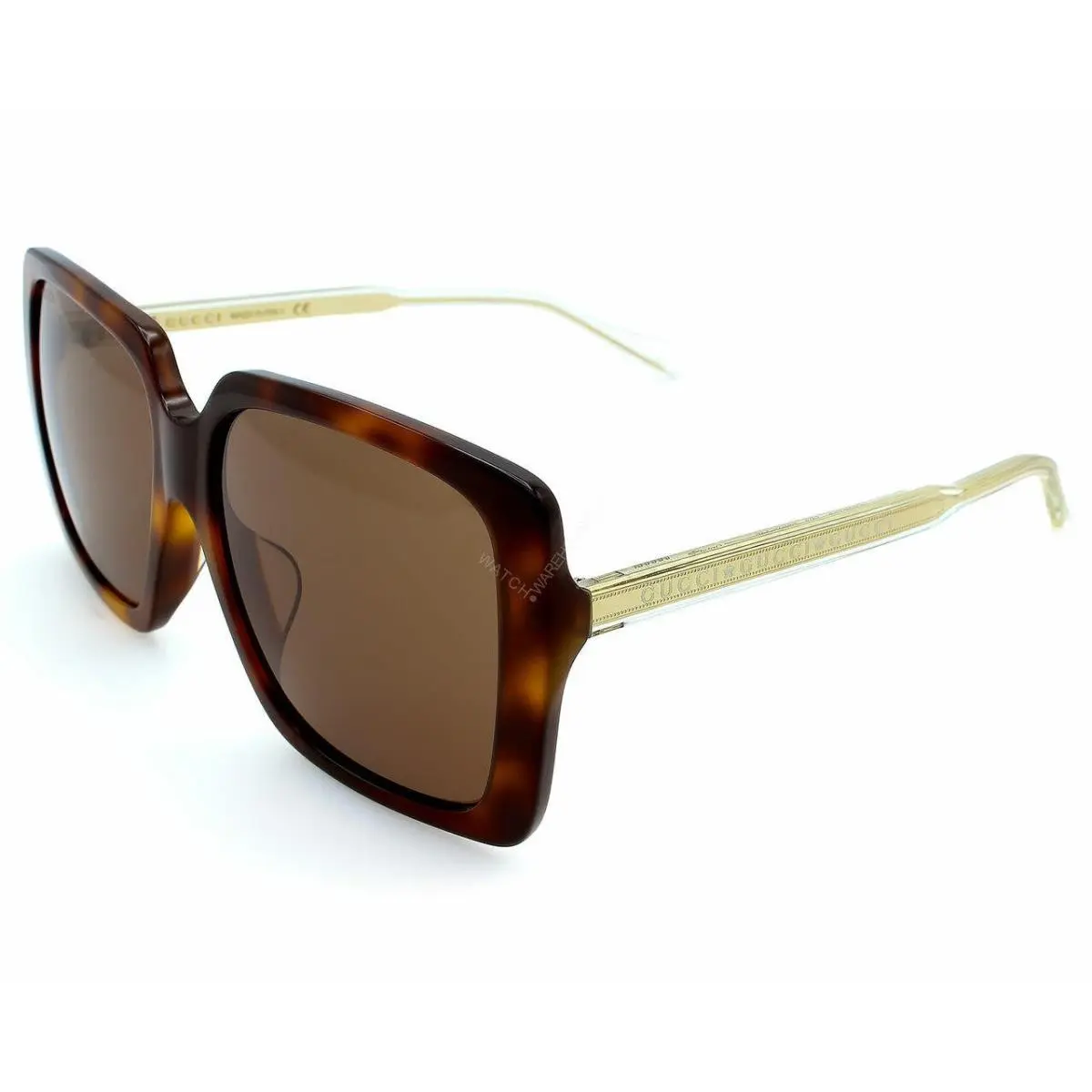 Gucci Havana/crystal Brown Lens 58-145mm Women`s Sunglasses GG0567SA 002