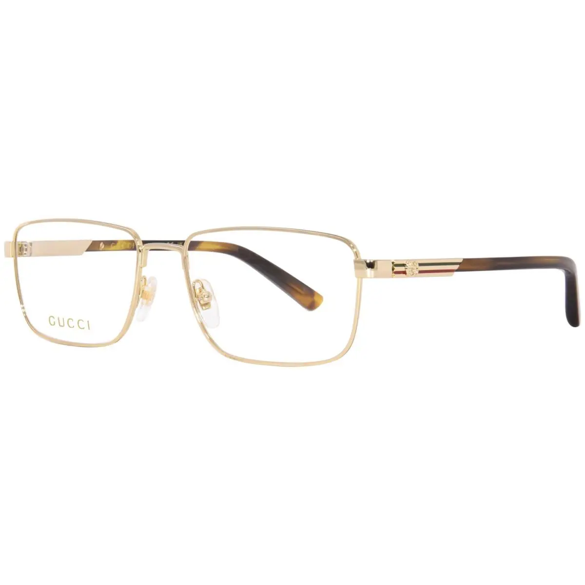 Gucci GG1291O 002 Eyeglasses Men`s Gold/havana Full Rim Rectangle Shape 55mm