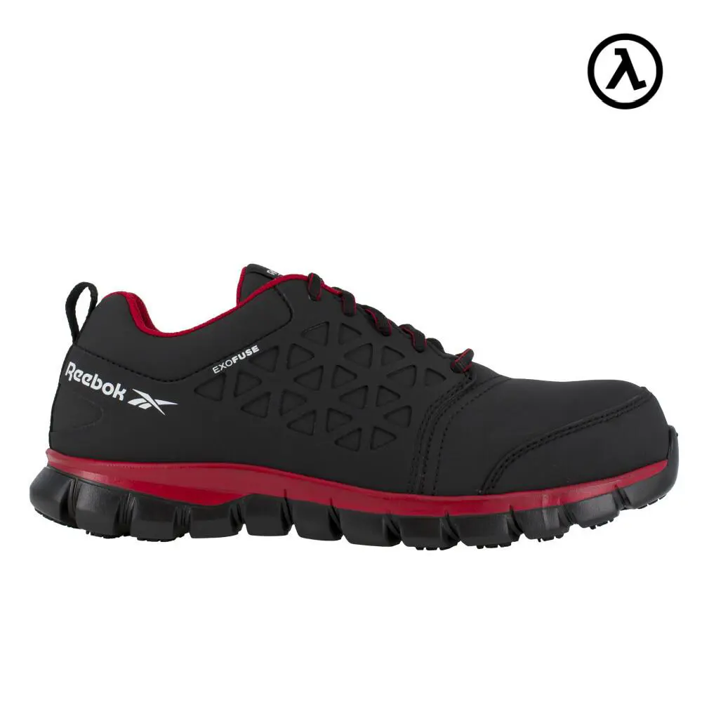 Reebok Sublite Cushion Work Men`s Athletic Shoe Black/red Boots RB4058 - Black and Red