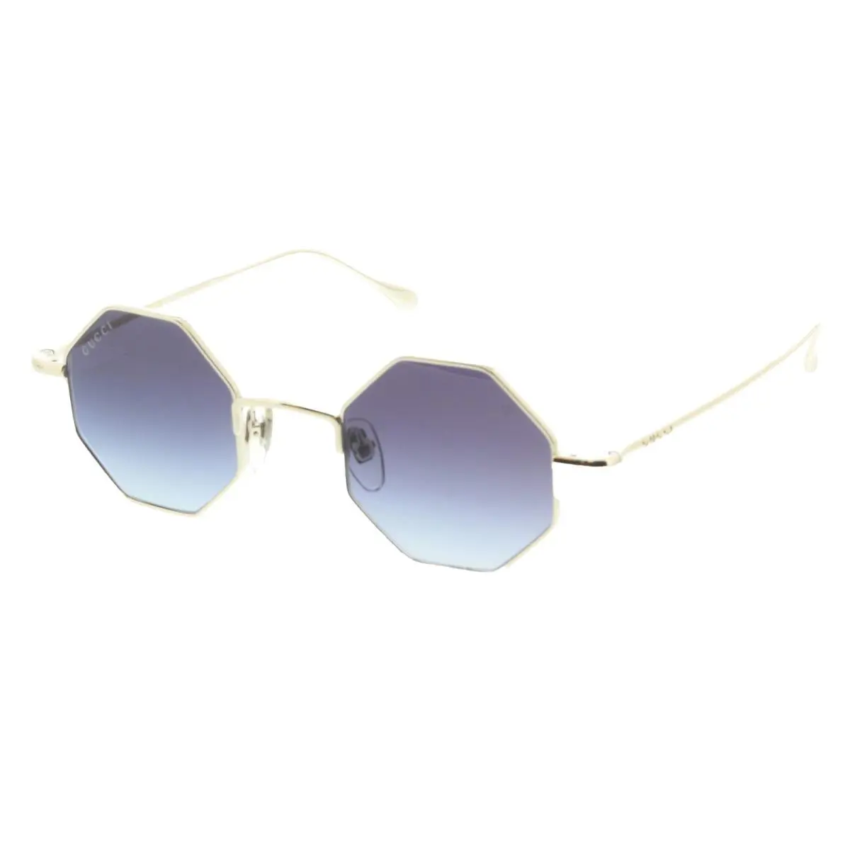 Gucci GG1814S-003 Silver Geometric Unisex Sunglasses - Silver, Frame: Silver, Lens: Blue