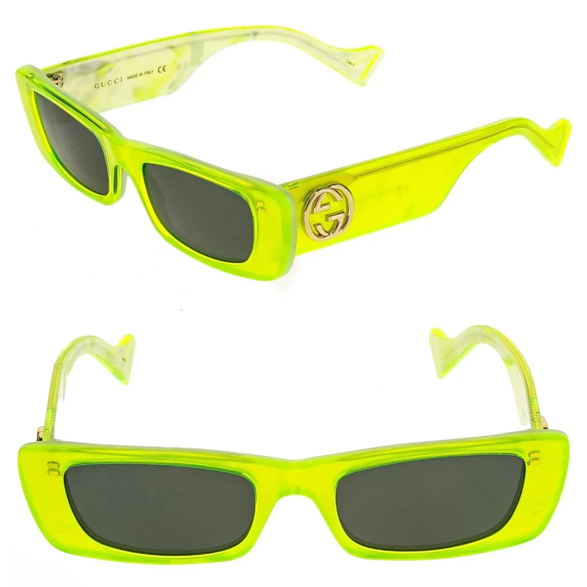 Gucci GG0516S 0516 Fluorescent Neon Lime Green Yellow Pearl Slim Sunglass Unisex