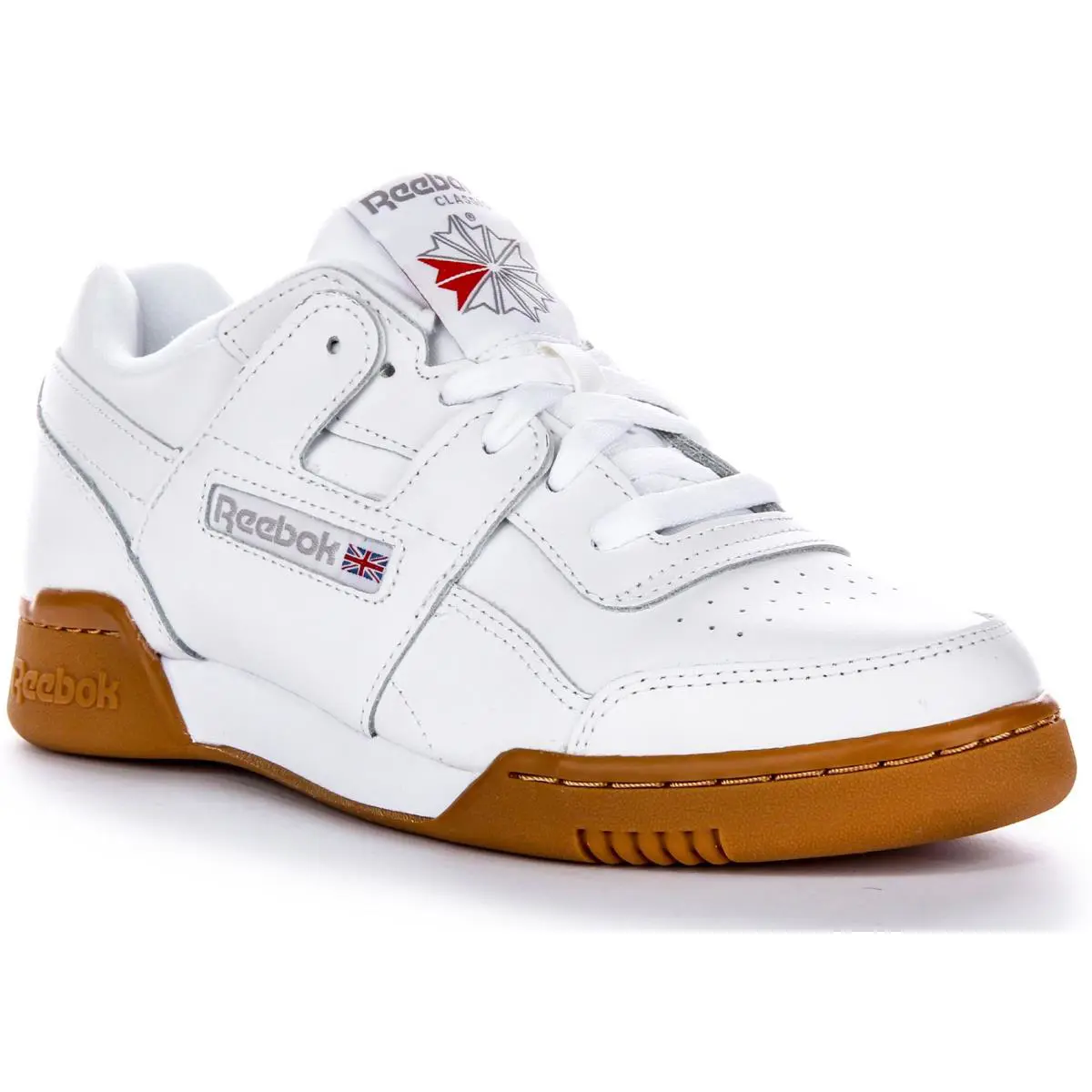 Reebok Workout Plus Full Grain Leather Retro Womens Sneaker White Gum US 3 - 13 - WHITE GUM