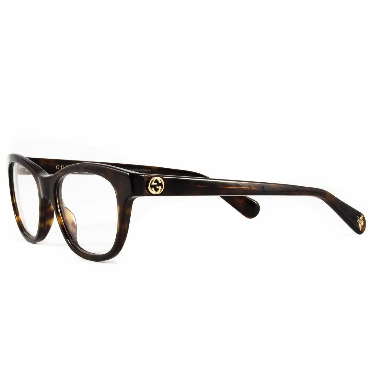 Gucci Women Rectangular Eyeglasses in Havana Frame W/demo Lens GG0372O 002