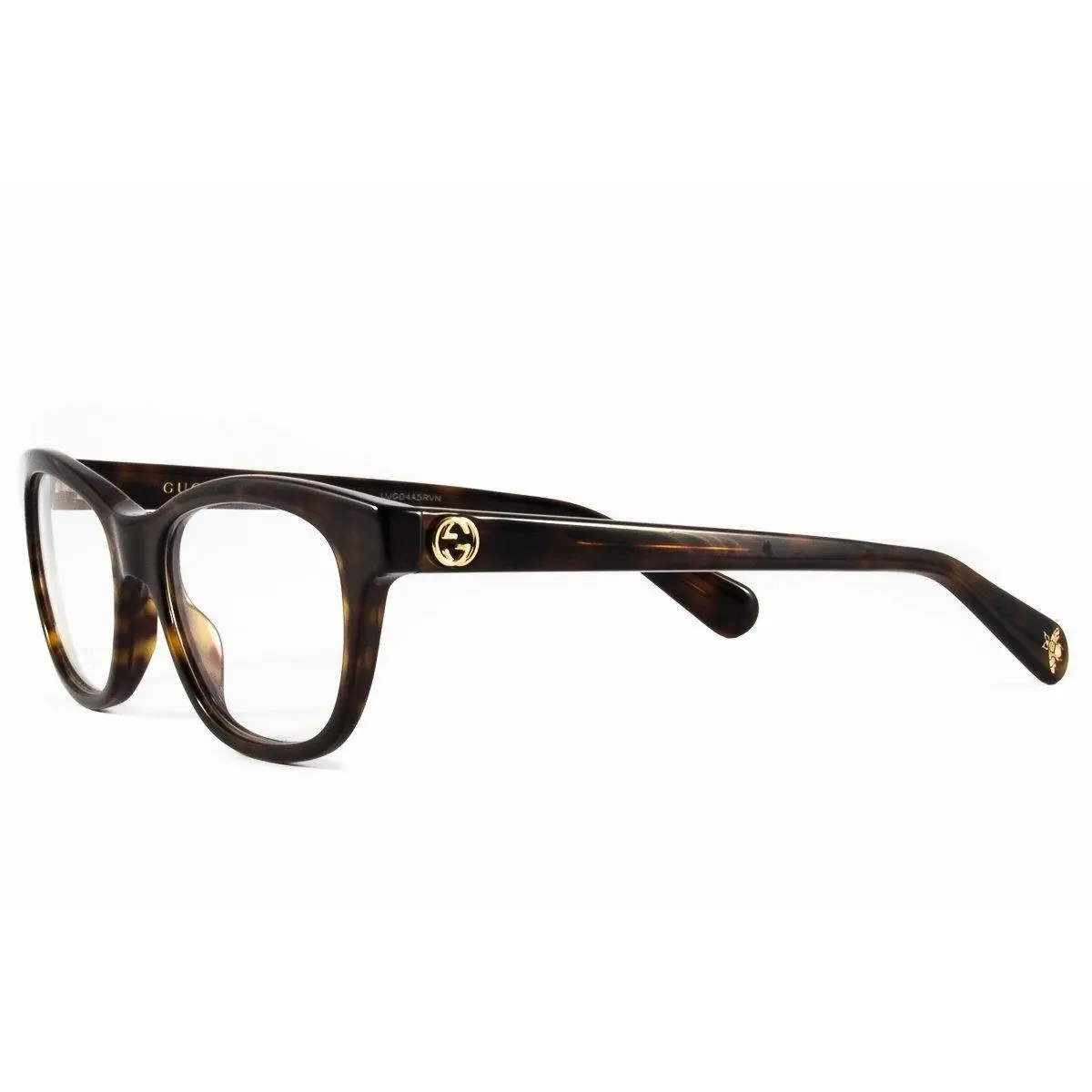 Gucci Women Rectangular Eyeglasses in Havana Frame W/demo Lens GG0372O 002