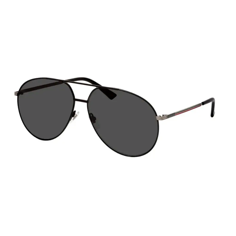 Gucci GG0832S-001 Men`s Silver Black Frame / Dark Gray Tinted Lens Sunglasses