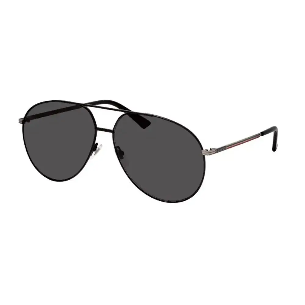 GG0832S 001 Men`s Silver Black Frame / Dark Gray Tinted Lens Sunglasses by Gucci