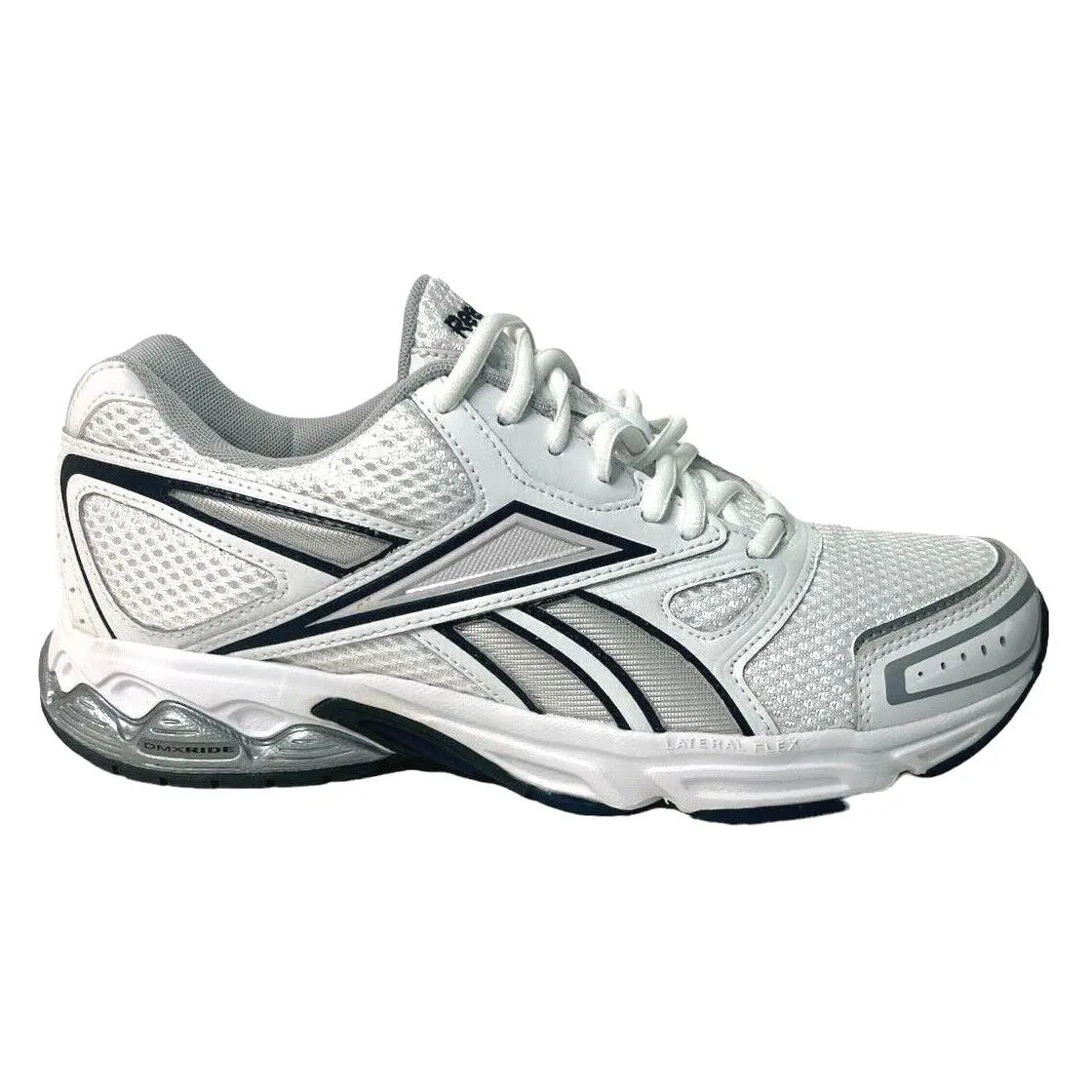 Reebok Instant Men`s Mesh/synthetic Running Sneakers Shoes White/navy Blue - White/Navy/Silver