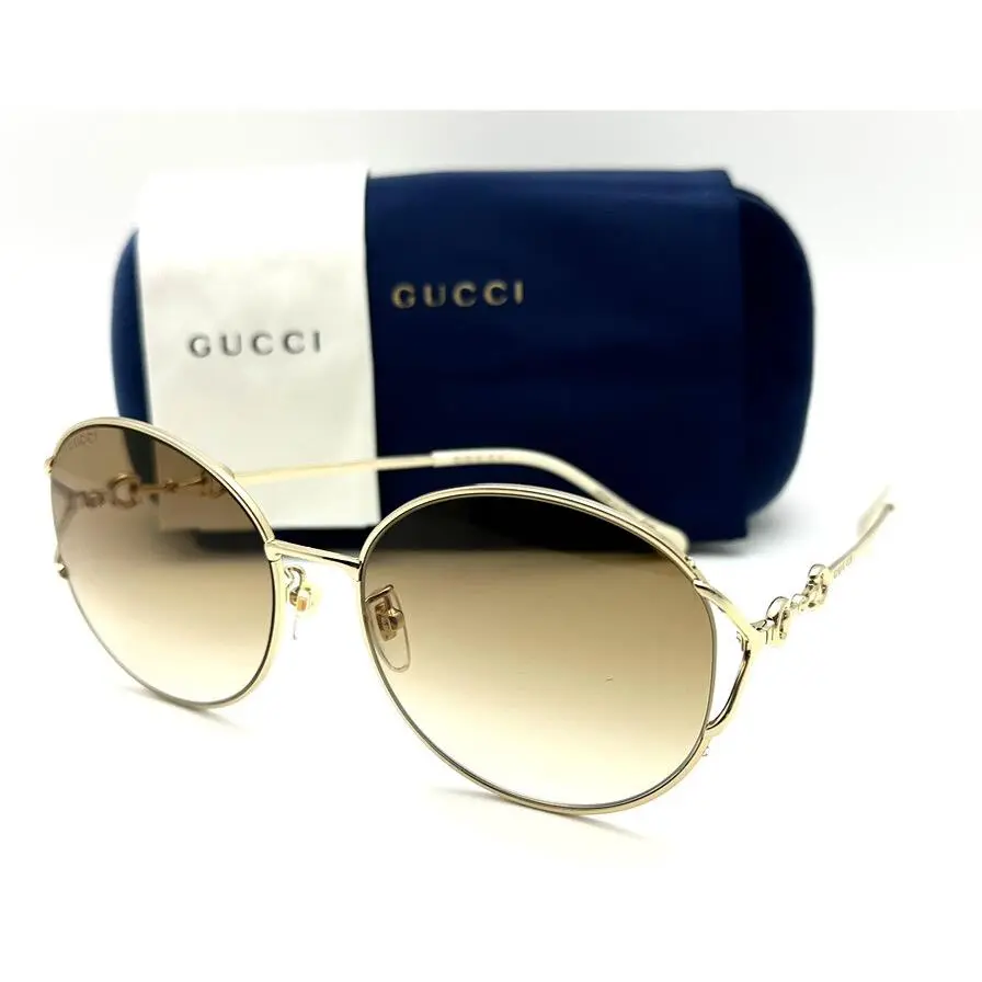 Gucci Sunglasses GG 1017 SK 004 Gold / Brown 58-18-145 with Case