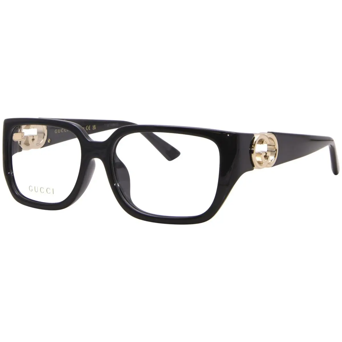 Gucci GG1694OA 001 Eyeglasses Women`s Black/gold Full Rim Square Shape 55mm