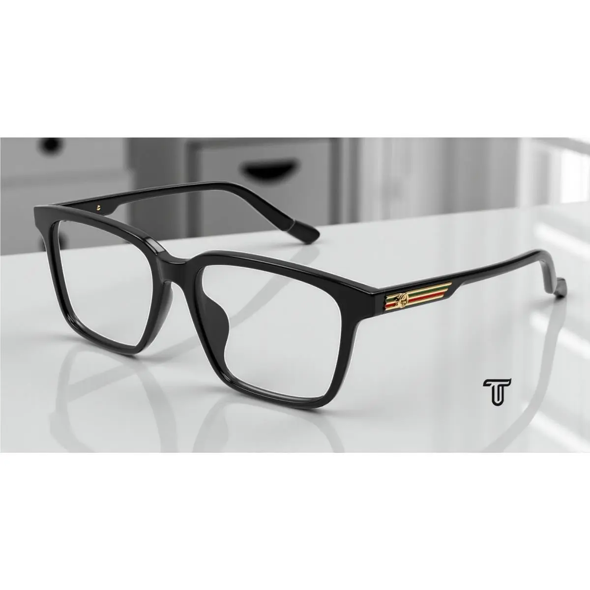 GG1293OA 001 Rectangular Squared Acetate Black 54 mm Men`s Eyeglasses by Gucci