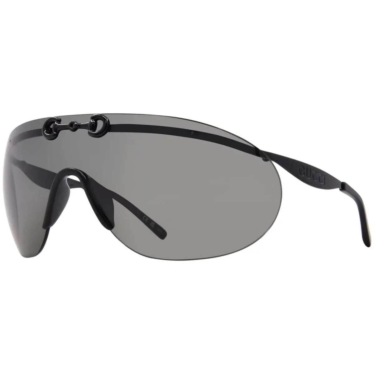 Gucci GG1656S 001 Sunglasses Men`s Black/grey Lenses Shield Style 99mm