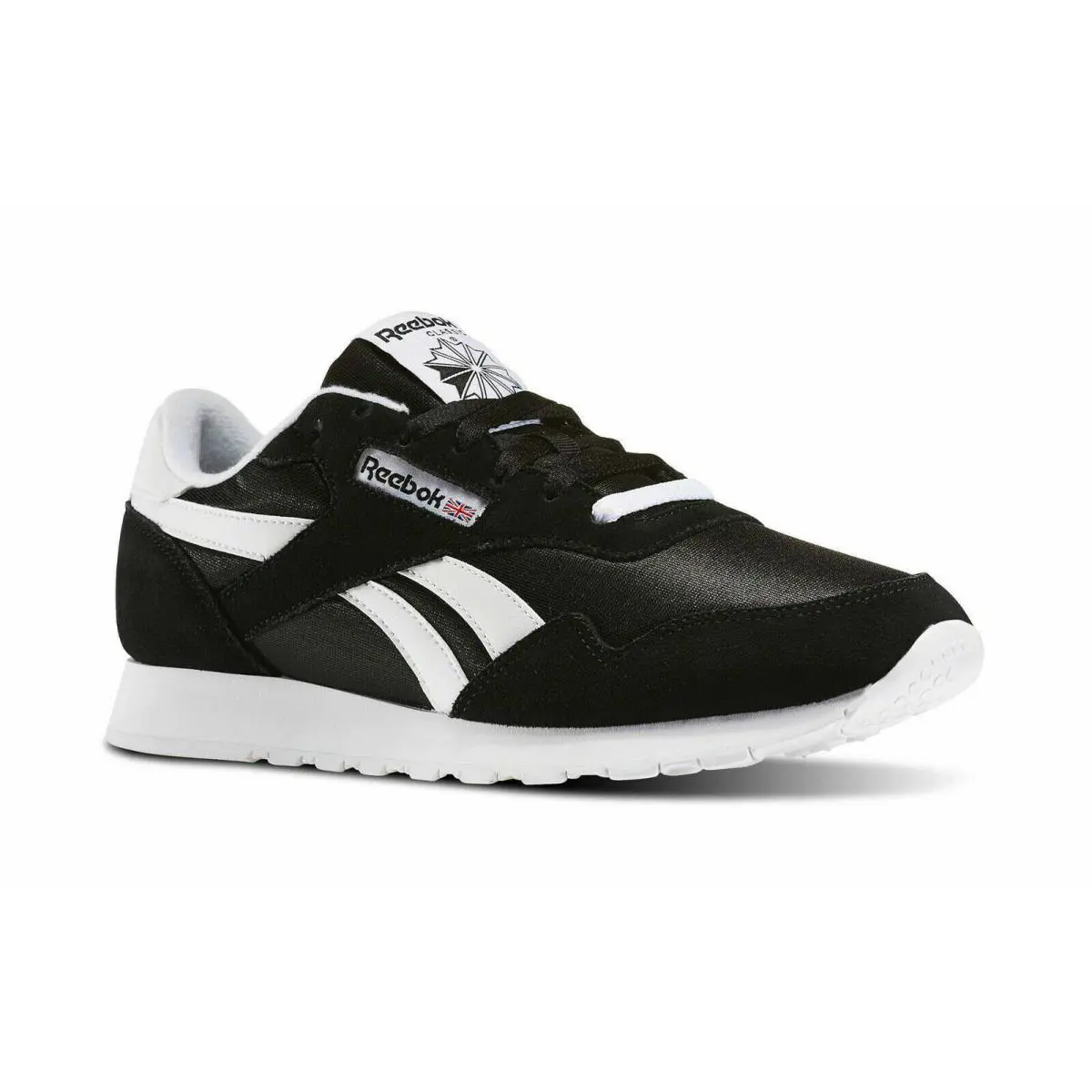 Reebok Men`s Classic Nylon Sneaker Black White Suede Classic Shoes BD1553 - Multicolor