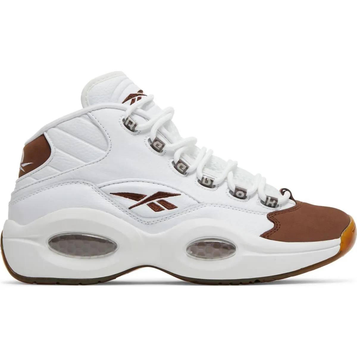 GX0241 Mens Reebok Question Mid `mocha Toe` - Footwear White/Footwear White/Brush Brown
