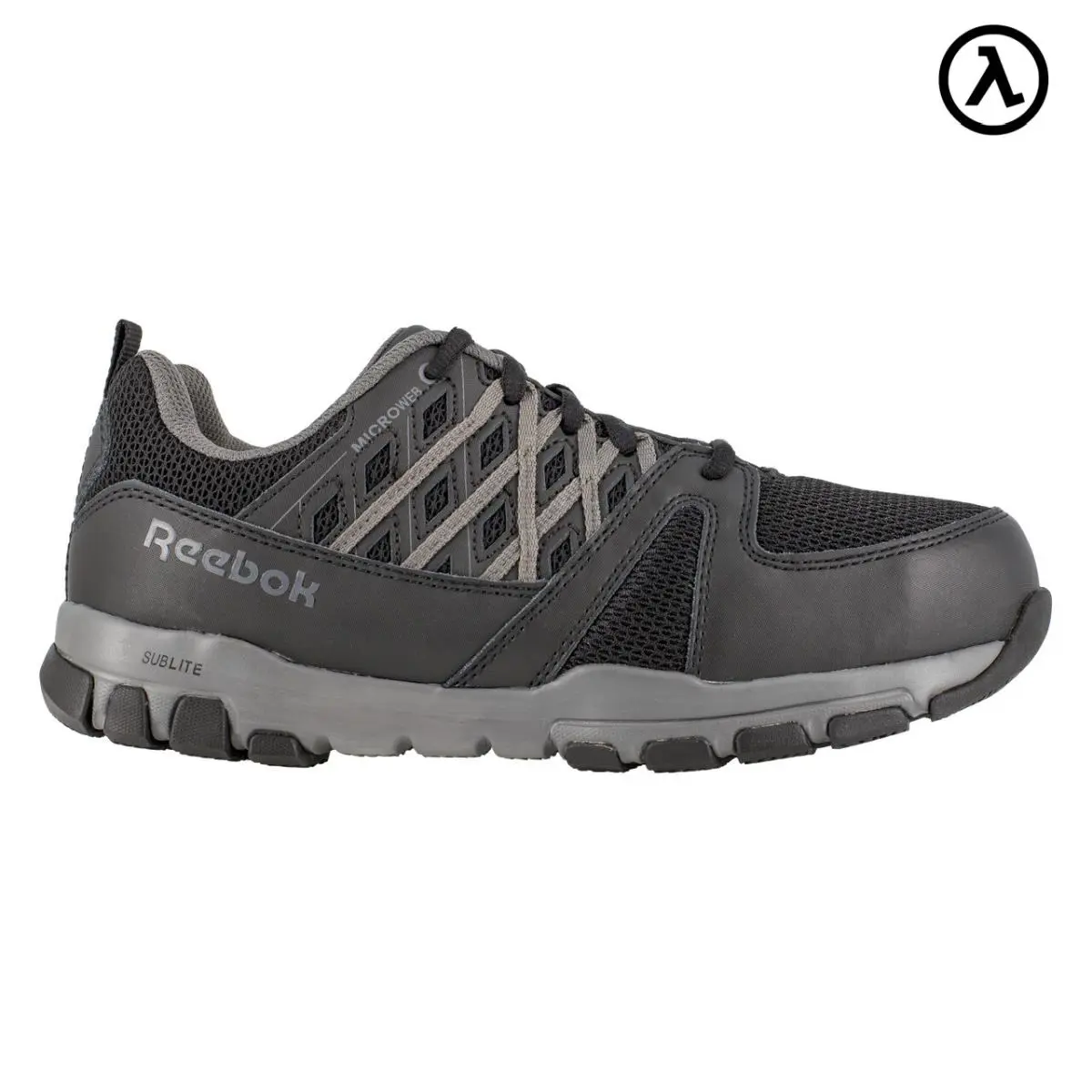 Reebok Sublite Work Women`s Athletic Shoe Black with Grey Trim Boots RB416 - Black with Grey Trim