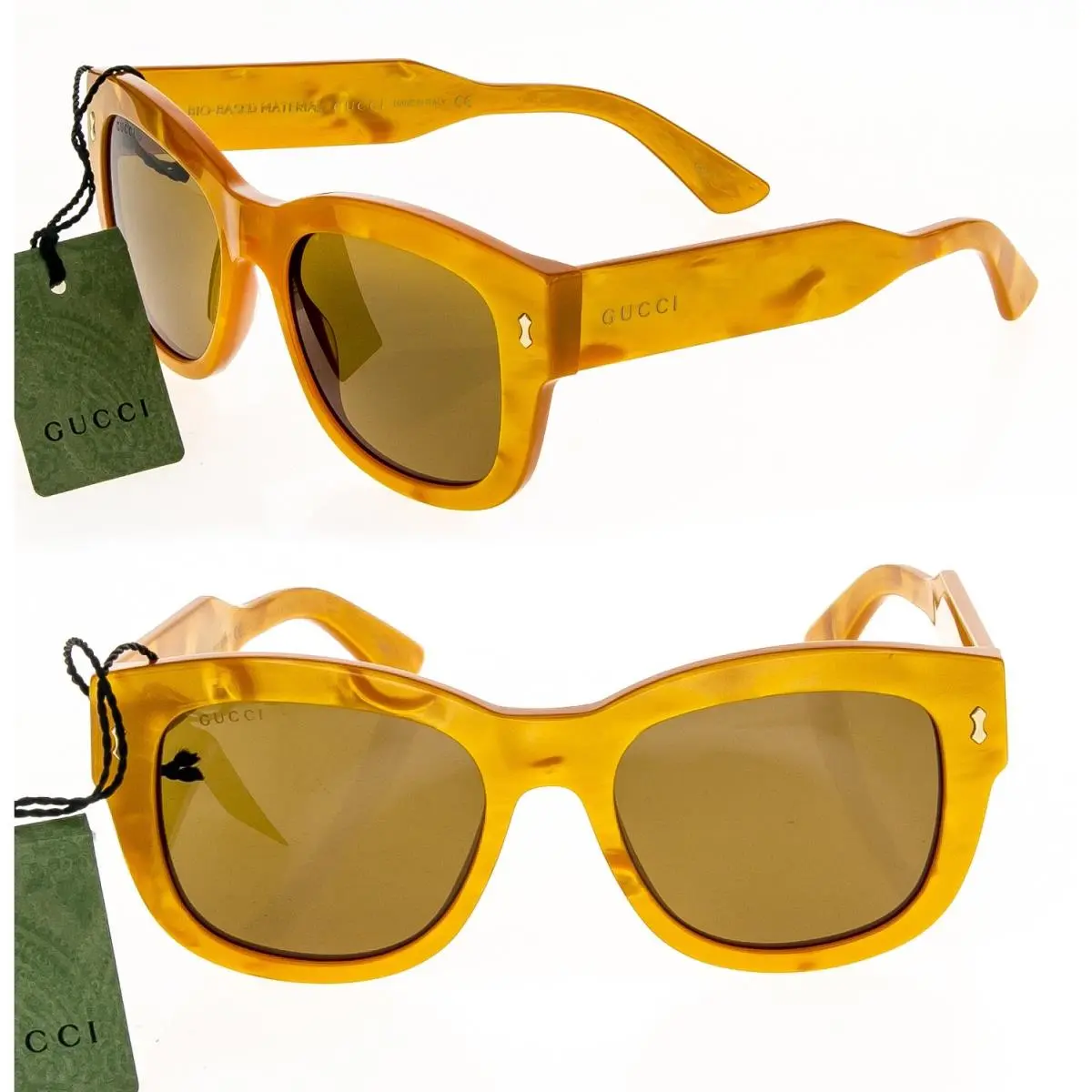 1110 Yellow Pearl Chunky Bio Based Bold Sunglasses GG1110S 004 by Gucci