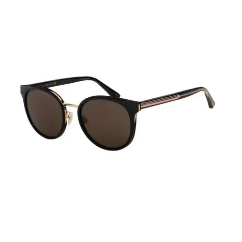 GG0850SK 002 Round Oval Panthos Black Shiny Grey 56 mm Women`s Sunglasses by Gucci