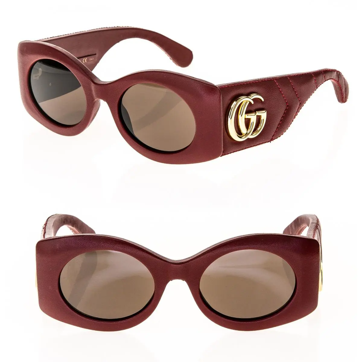 Gucci Matelasse 0815 Red Snake Quilted Leather Sunglasses GG0815S 001 Marmont