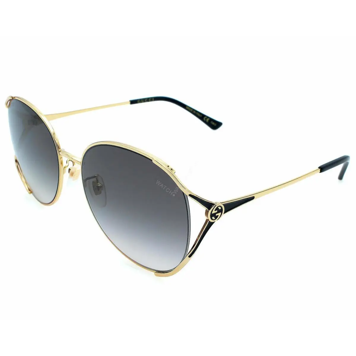 Gucci Women Round Gold Metal Gradient Oversized Sunglasses GG0650SK 001