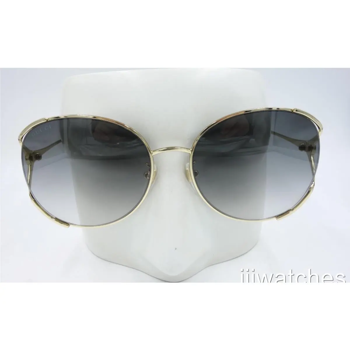 Women Round Gold Metal Gradient Oversized Sunglasses GG0650SK 001 by Gucci