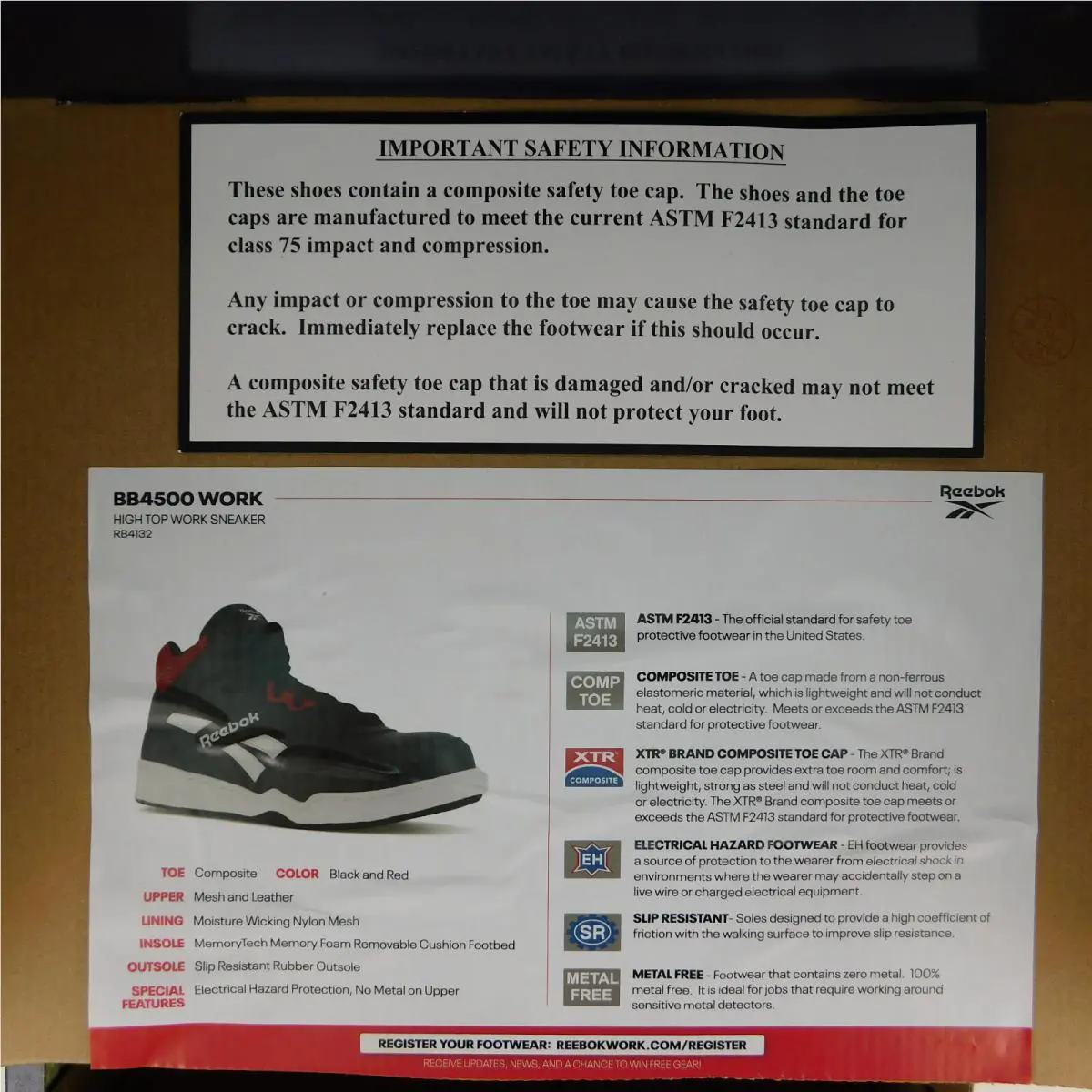 Reebok shoes - Reebok Work - Work - RB4132 - black and red (UPC: 690774511781) 2