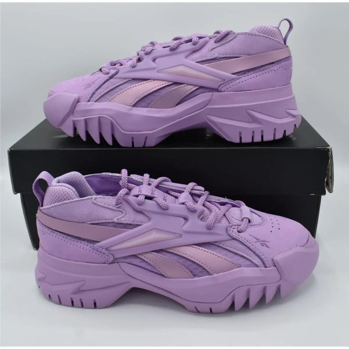 Reebok Womens Size 7 Cardi B Club V2 Puzzled Purple Sneakers Shoes